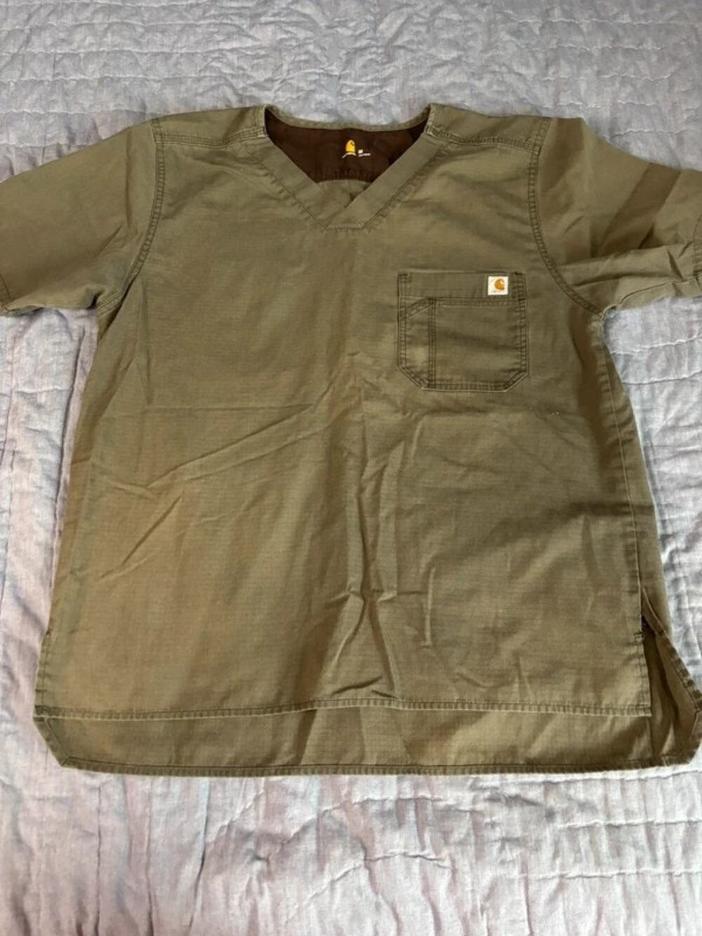 Carhartt Top Scrub Medium M Green Olive pockets force essentials ripstop v neck